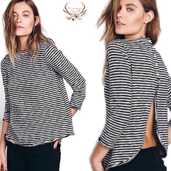 Free People Tops - Free People Stripped Open Back High Neck Top